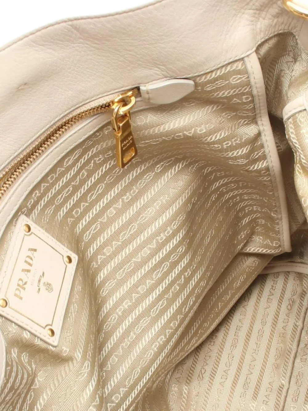 Pre-owned Prada Leather Tote Bag In Neutral