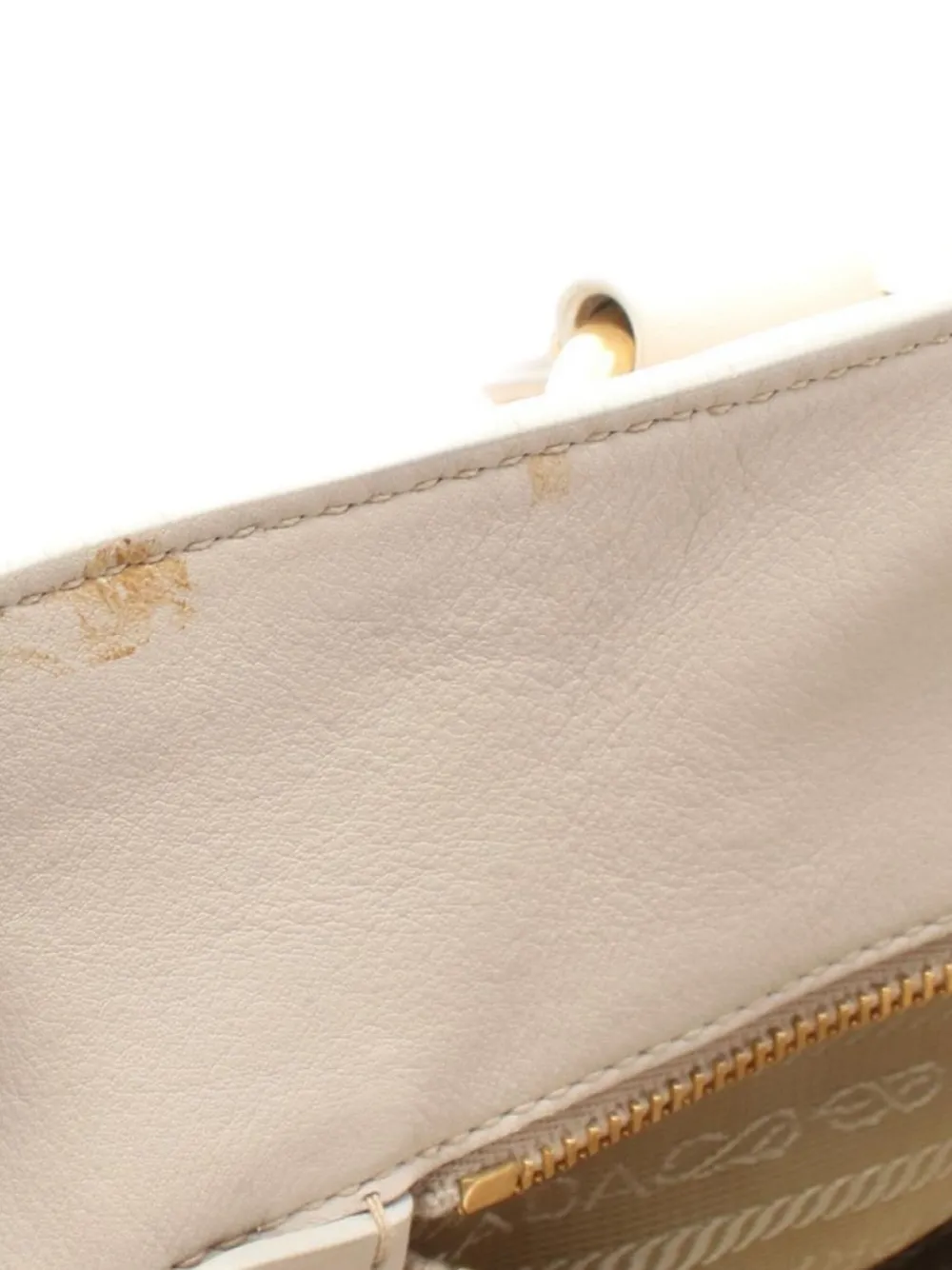 Pre-owned Prada Leather Tote Bag In Neutral