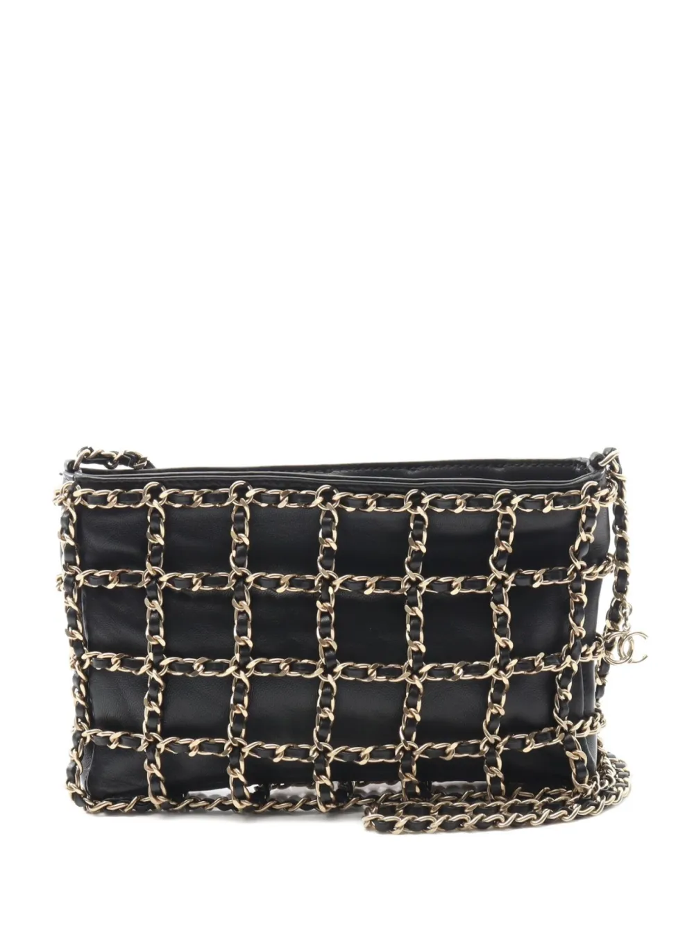 CHANEL Pre-Owned 2020 frame-chain lambskin shoulder bag | Black | Image 1