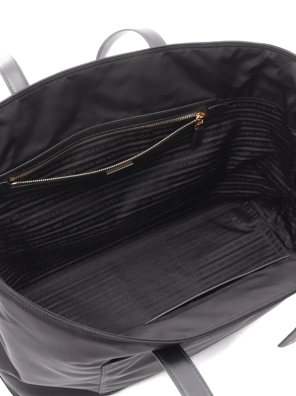 Pre-owned Prada 2020s Re-edition Leather-trimmed Tote Bag In Black