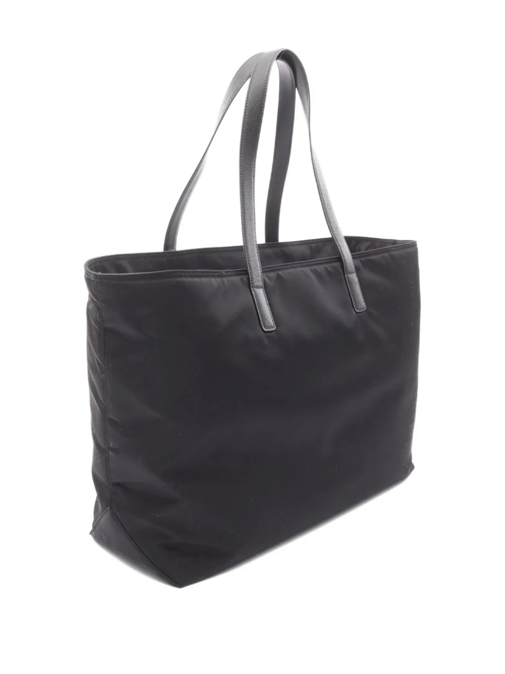 Pre-owned Prada 2020s Re-edition Leather-trimmed Tote Bag In Black