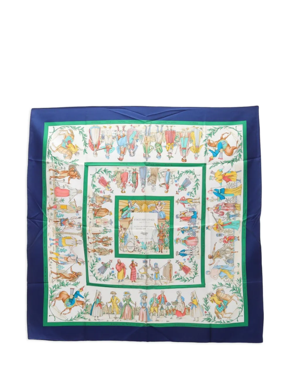 Hermès Pre-Owned 2000s Costumes Civils Actuels silk scarf | Blue | Image 1