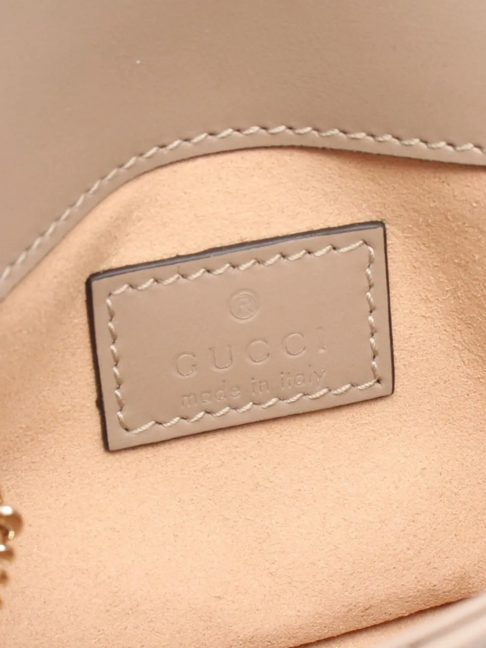 Pre-owned Gucci 2020s Mini Gg Marmont Chevron-quilted Shoulder Bag In Neutral