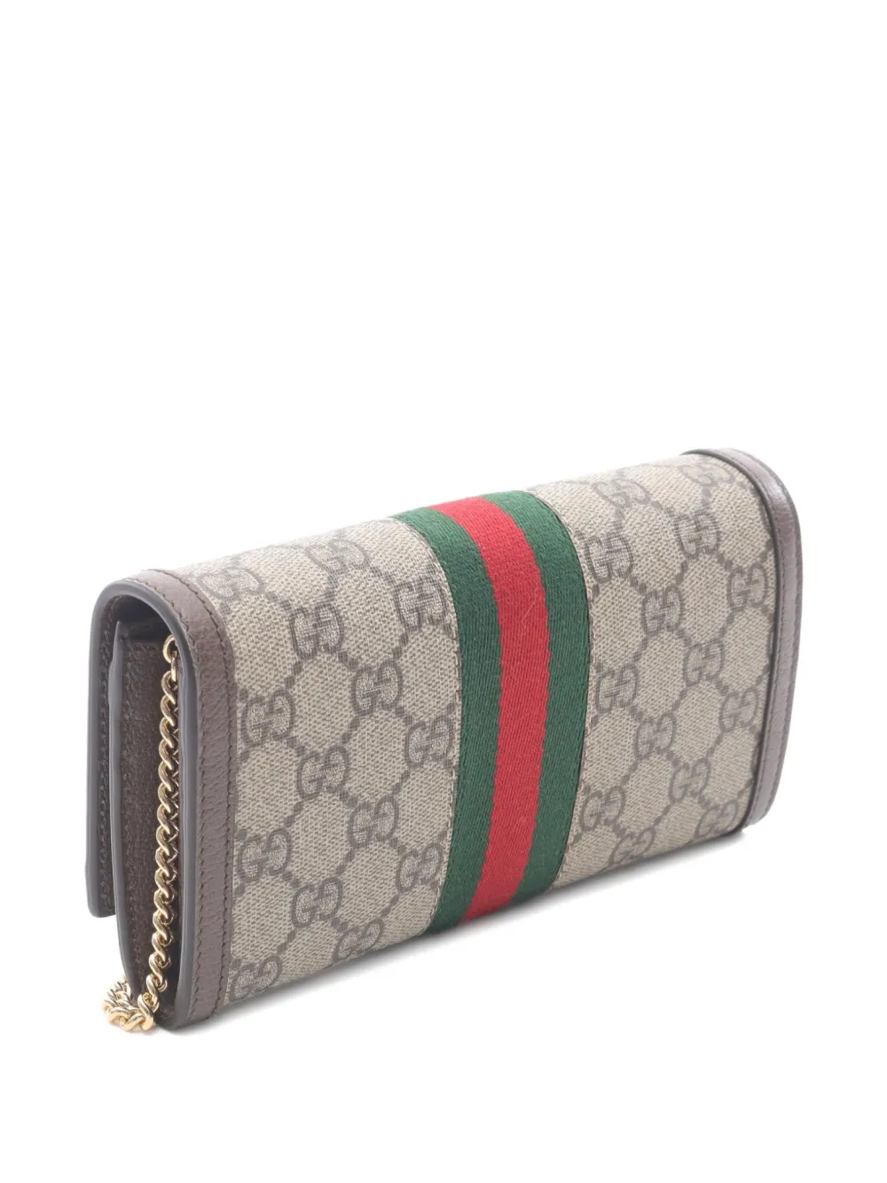 Pre-owned Gucci 2020s Gg Supreme Chain-strap Clutch Bag In Brown