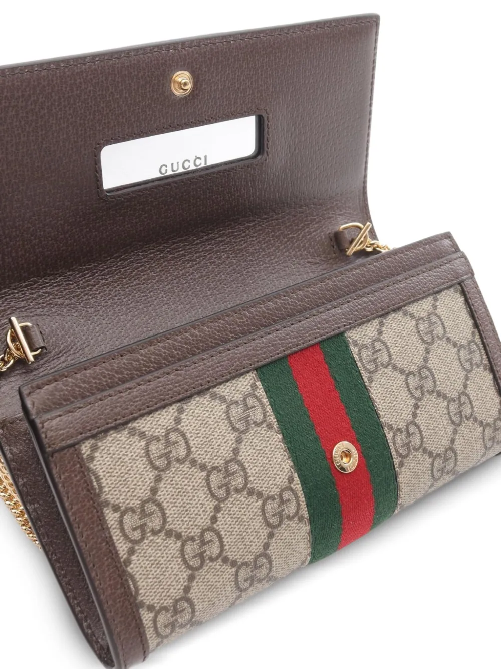 Pre-owned Gucci 2020s Gg Supreme Chain-strap Clutch Bag In Brown