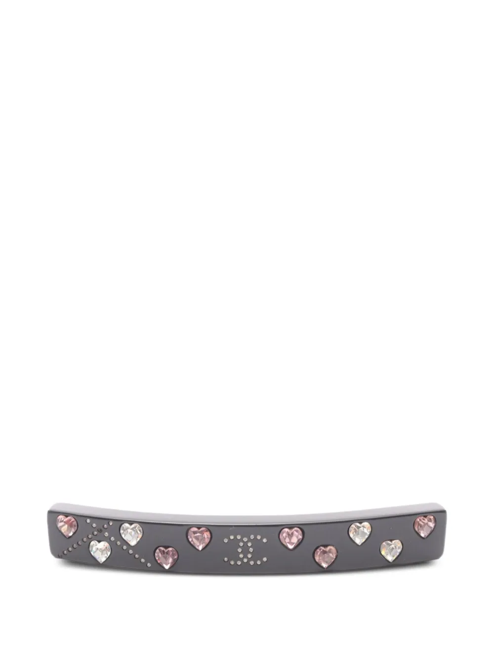 CHANEL Pre-Owned 1986-1988 heart-rhinestone barrette | Black | Image 1