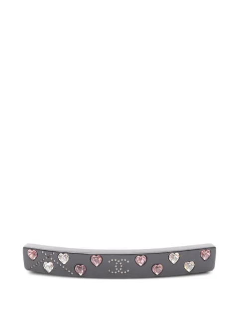 CHANEL Pre-Owned 1986-1988 heart-rhinestone barrette