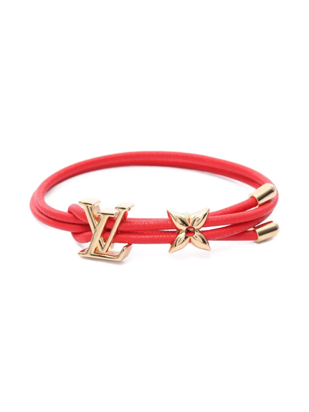Pre-owned Louis Vuitton 2023 Lv Bloom Leather Bracelet In Gold