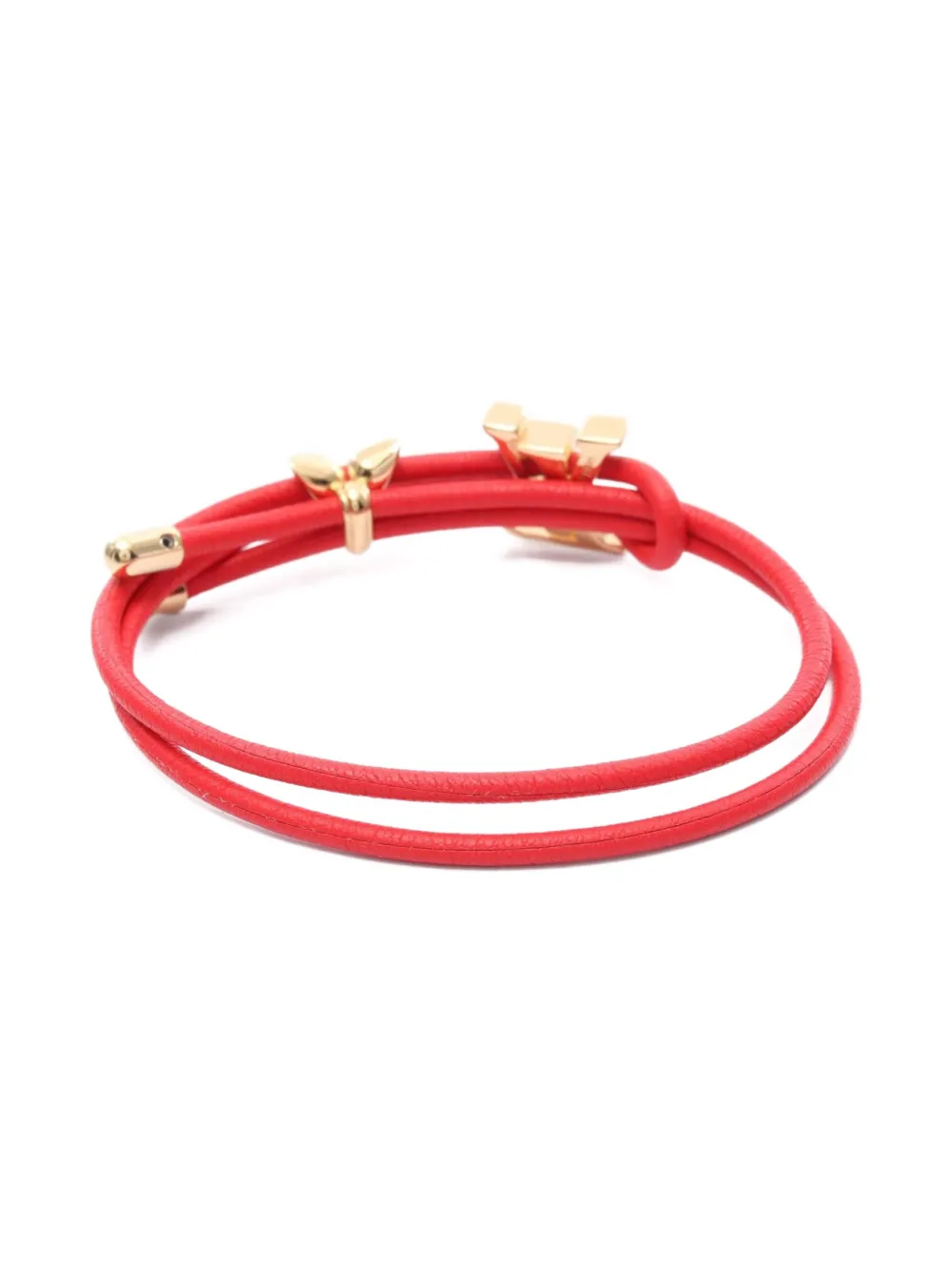 Pre-owned Louis Vuitton 2023 Lv Bloom Leather Bracelet In Gold