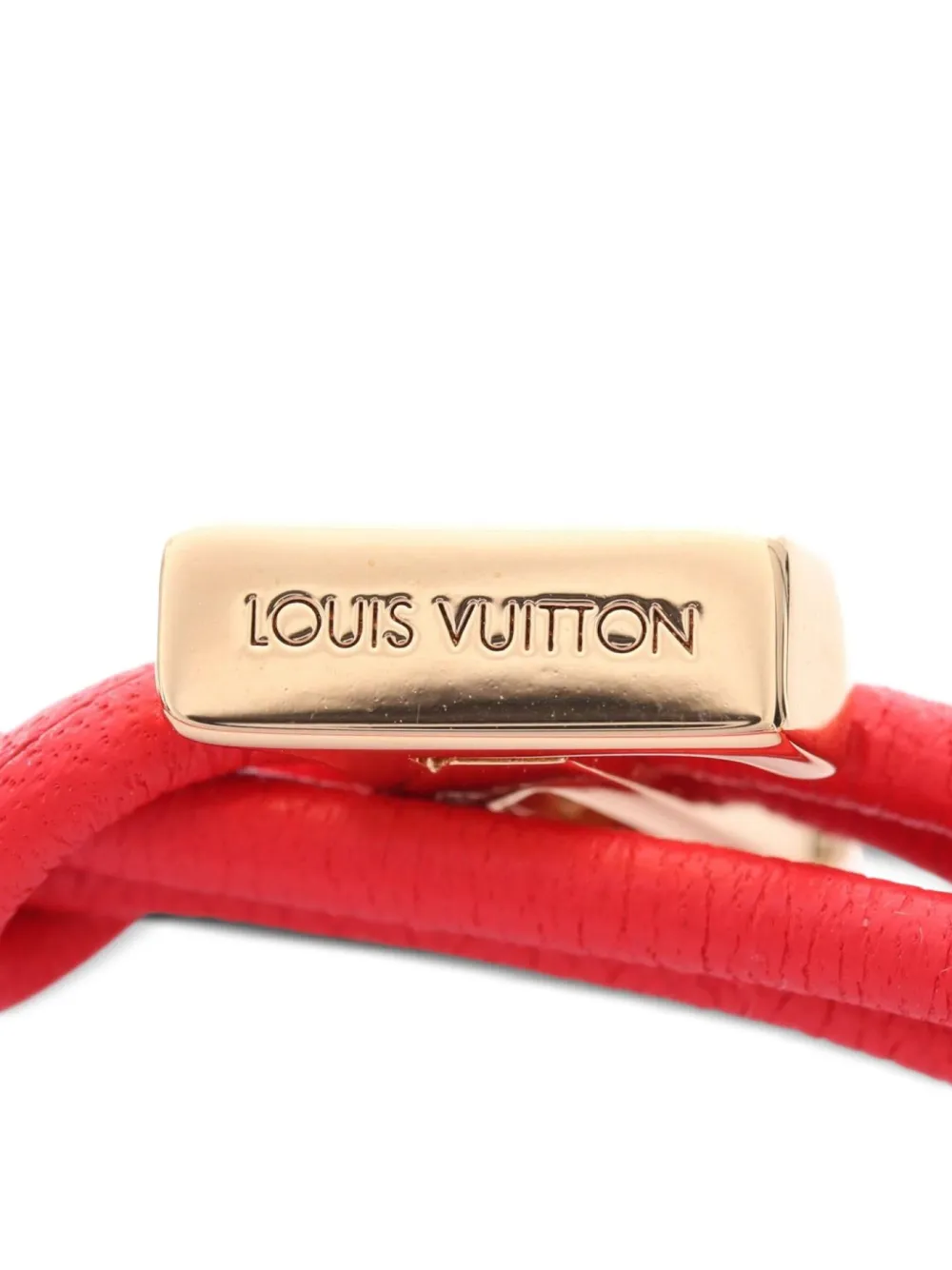 Pre-owned Louis Vuitton 2023 Lv Bloom Leather Bracelet In Gold