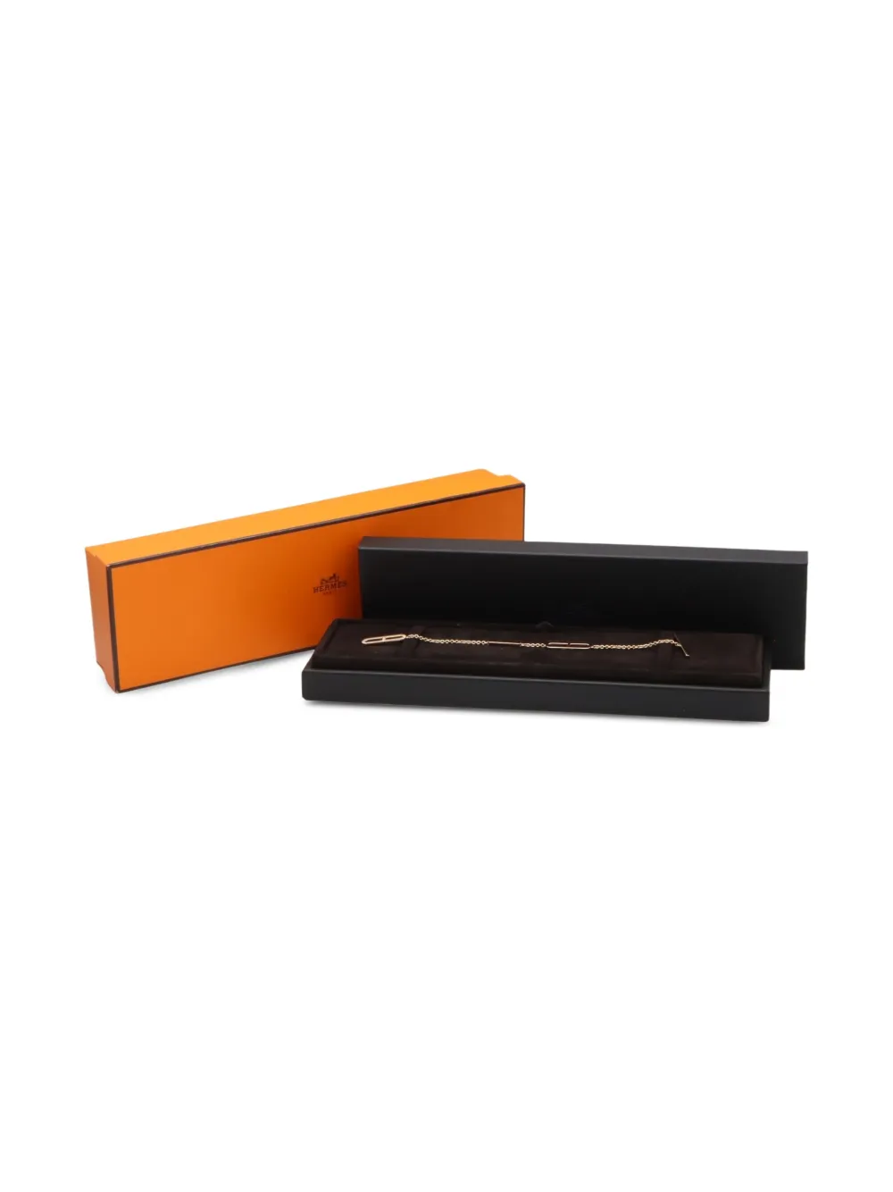 Pre-owned Hermes 2010s 18k Rose Gold Ever Chaîne D'ancre Diamond Bracelet