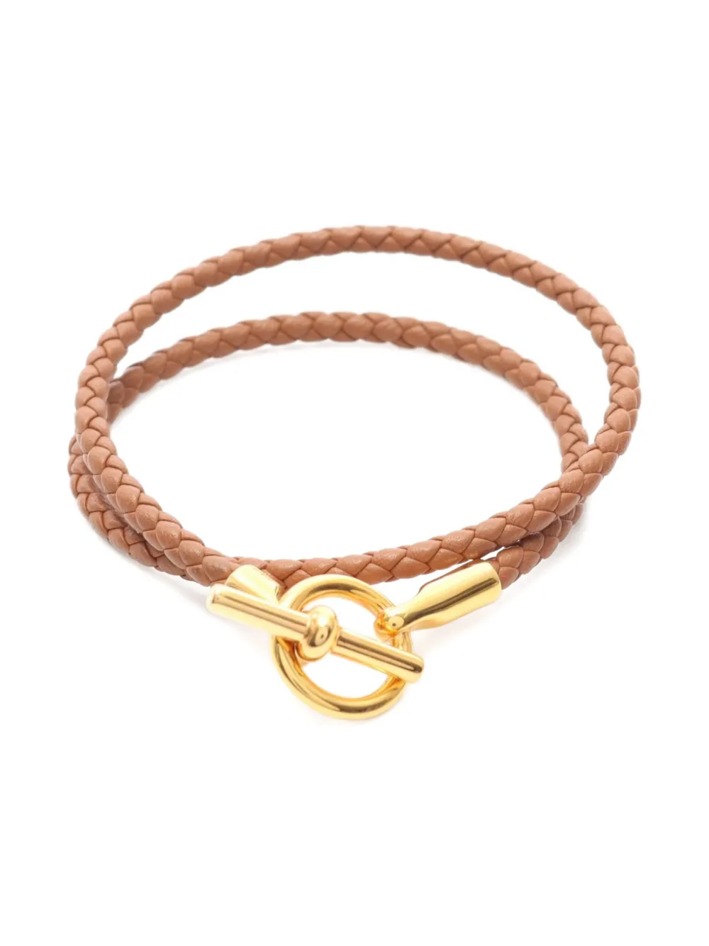Hermès Pre-Owned 2010s Glennan braided-leather bracelet | Gold | Image 1