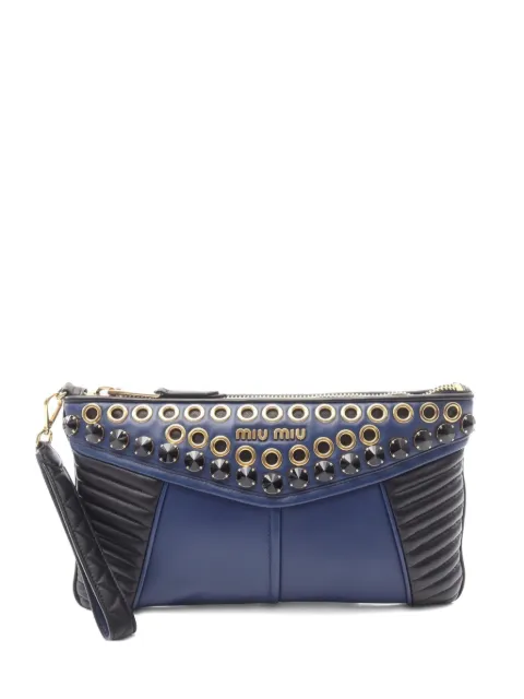 Miu Miu Pre-Owned 2010s leather stud-detail clutch bag
