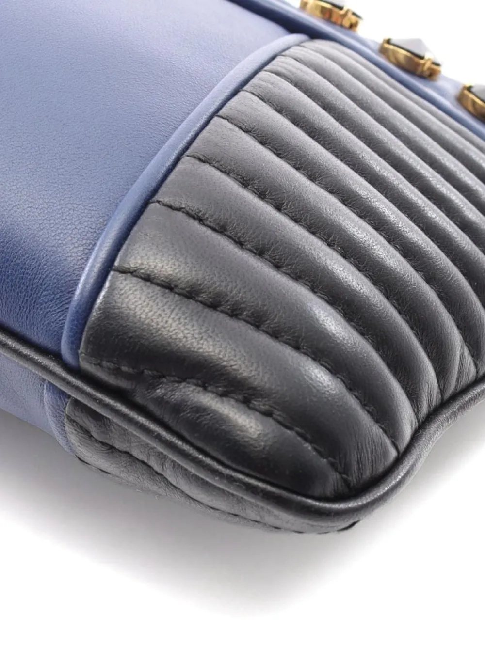Pre-owned Miu Miu 2010s Leather Stud-detail Clutch Bag In Blue