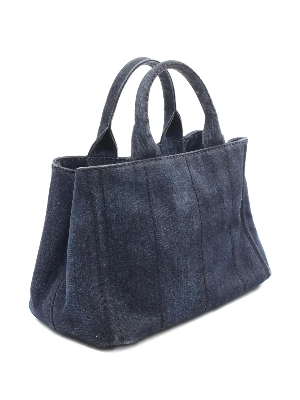 Pre-owned Prada 2000's Canapa Denim Tote Bag In Blue