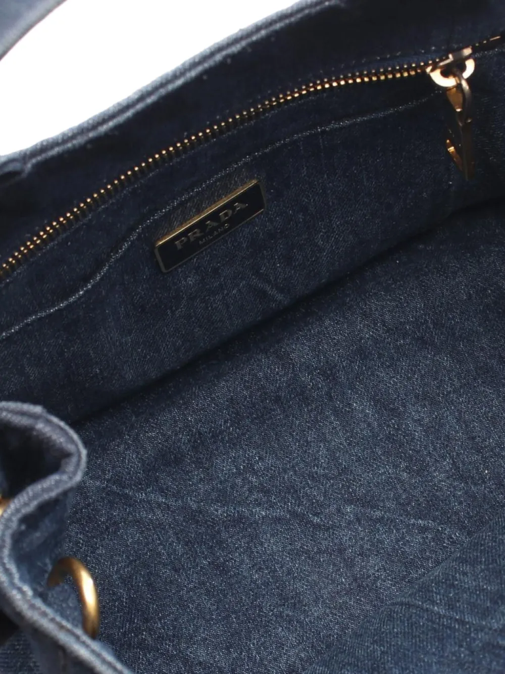 Pre-owned Prada 2000's Canapa Denim Tote Bag In Blue