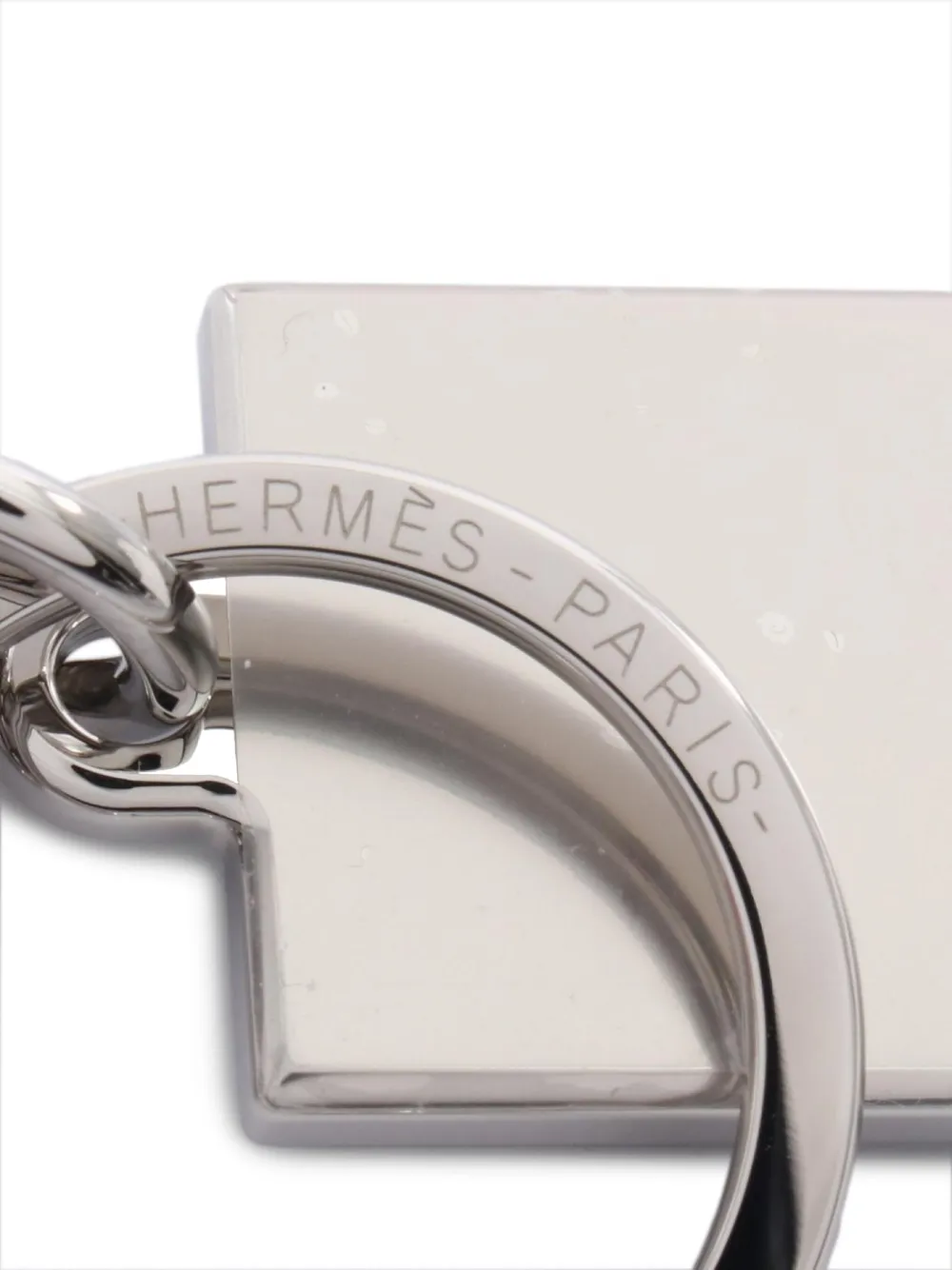 Pre-owned Hermes 20s Illusion Key Ring In Silver