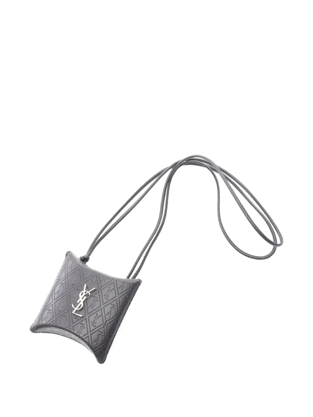 Saint Laurent Pre-Owned 2020s Take-Away logo-detail leather Airpods case | Black | Image 1