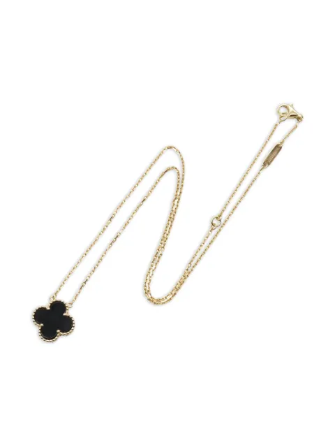 Van Cleef & Arpels 2010s 18K yellow gold Alhambra onyx necklace