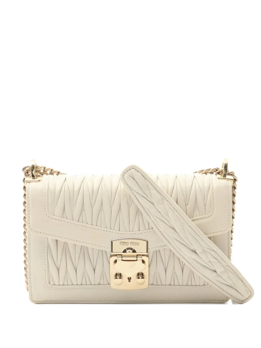 Miu Miu Pre-Owned 2010s Matelassé chain shoulder bag | White | Image 1