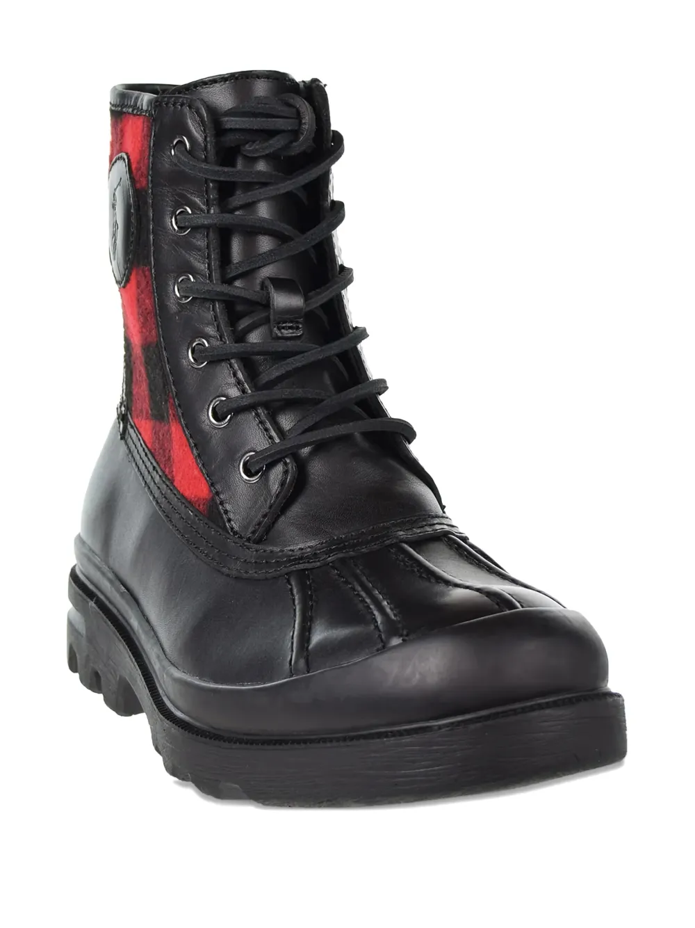 Polo Ralph Lauren lace-up plaid-panel boots Black