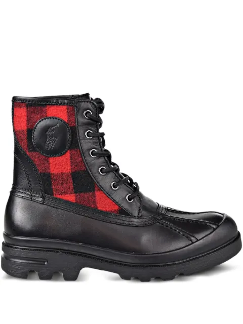 Polo Ralph Lauren lace-up plaid-panel boots