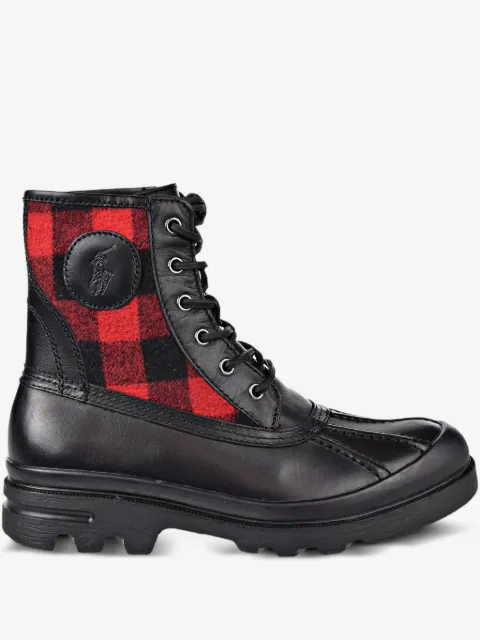 Polo Ralph Lauren lace-up plaid-panel boots