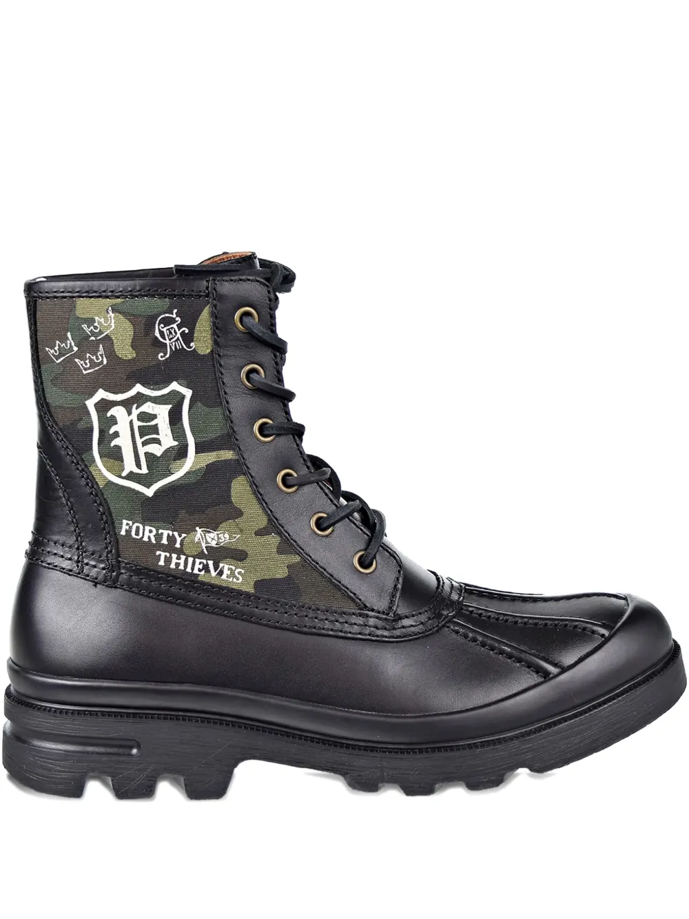 Polo Ralph Lauren camouflage-panel lace-up boots Black