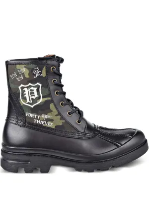 Polo Ralph Lauren lace-up plaid-panel Boots | Black | FARFETCH display picture 2