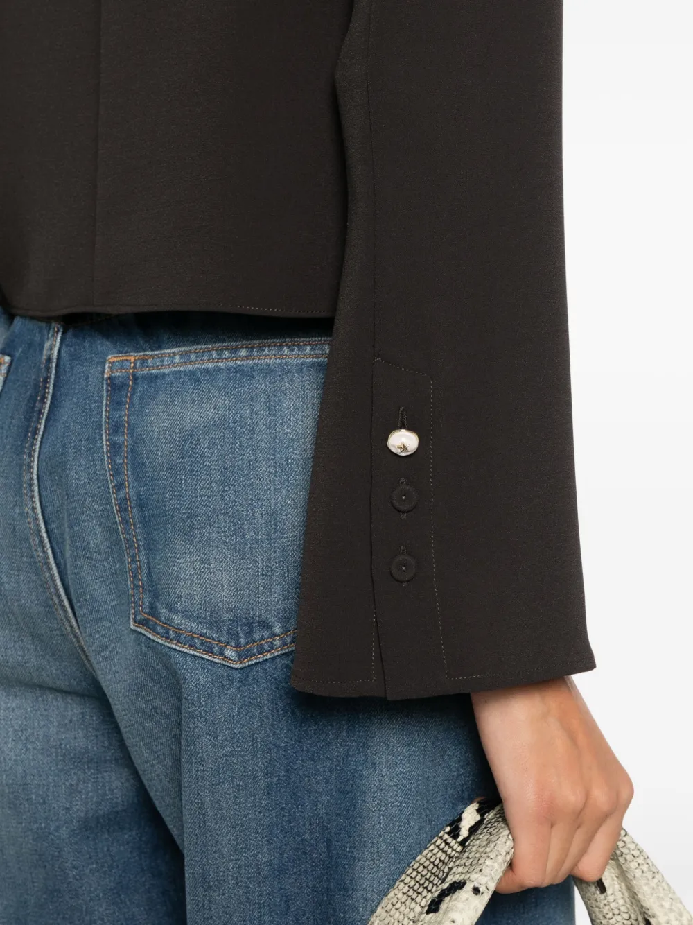 Pinko Bucatini Flared-sleeve Blouse In Brown