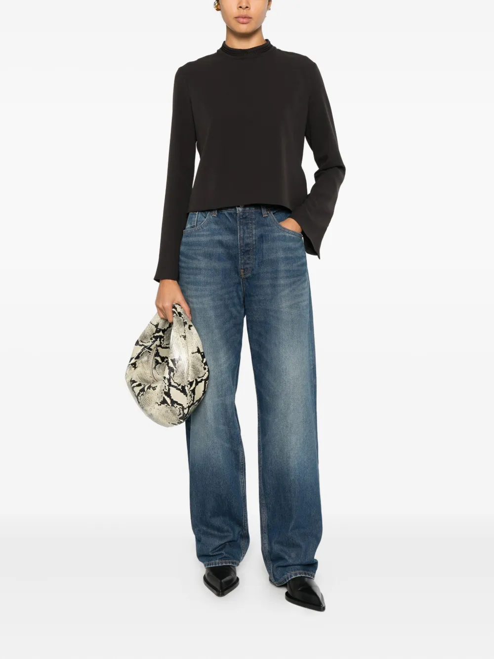 PINKO Bucatini blouse met flared mouwen - Bruin