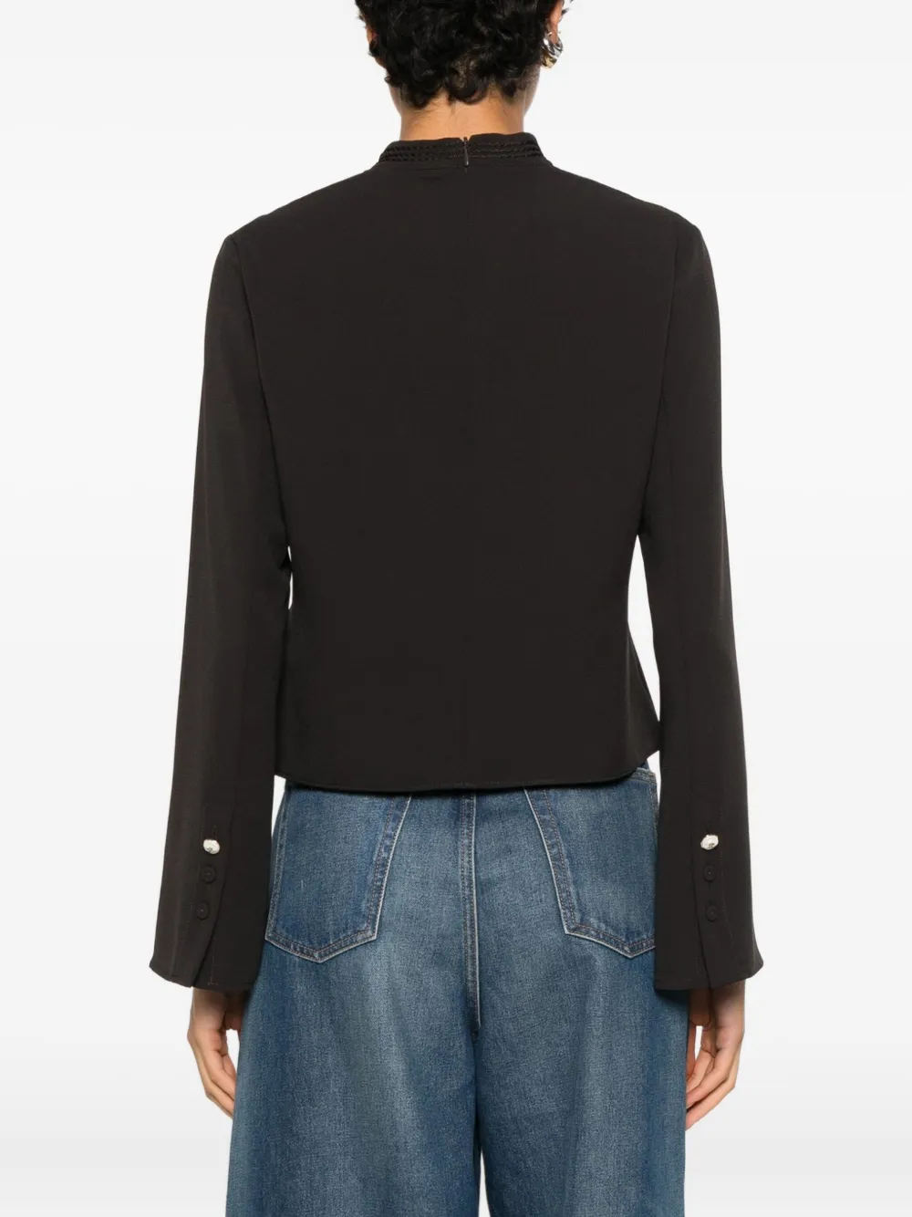 Pinko Bucatini Flared-sleeve Blouse In Brown