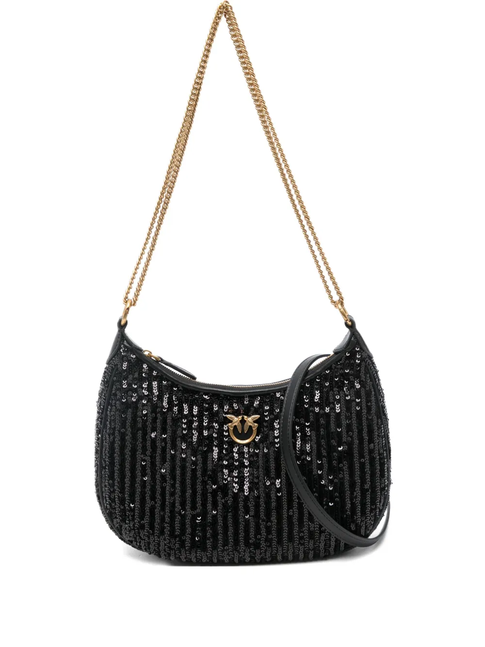 PINKO mini Half Moon sequinned shoulder bag - Nero