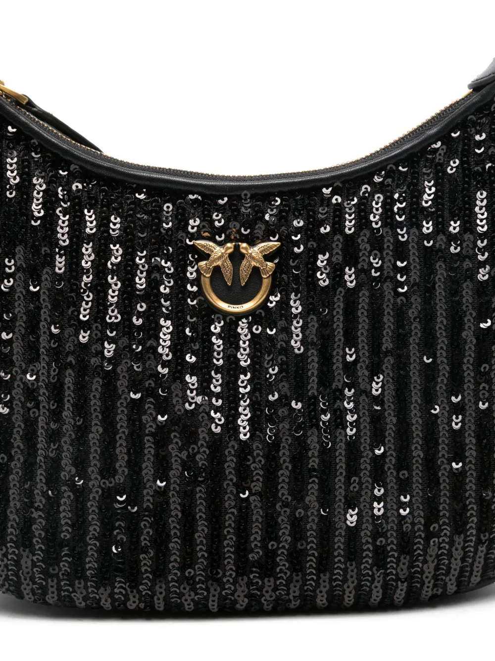 PINKO Half Moon mini-schoudertas met pailletten Zwart