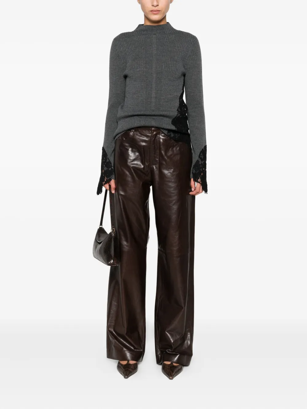 PINKO Samoa lace-insert ribbed sweater | Knitted Sweaters | Image 2