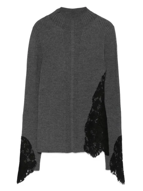 PINKO Samoa lace-insert ribbed sweater