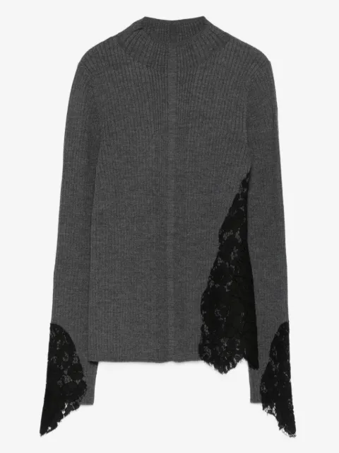 PINKO Samoa lace-detail ribbed sweater