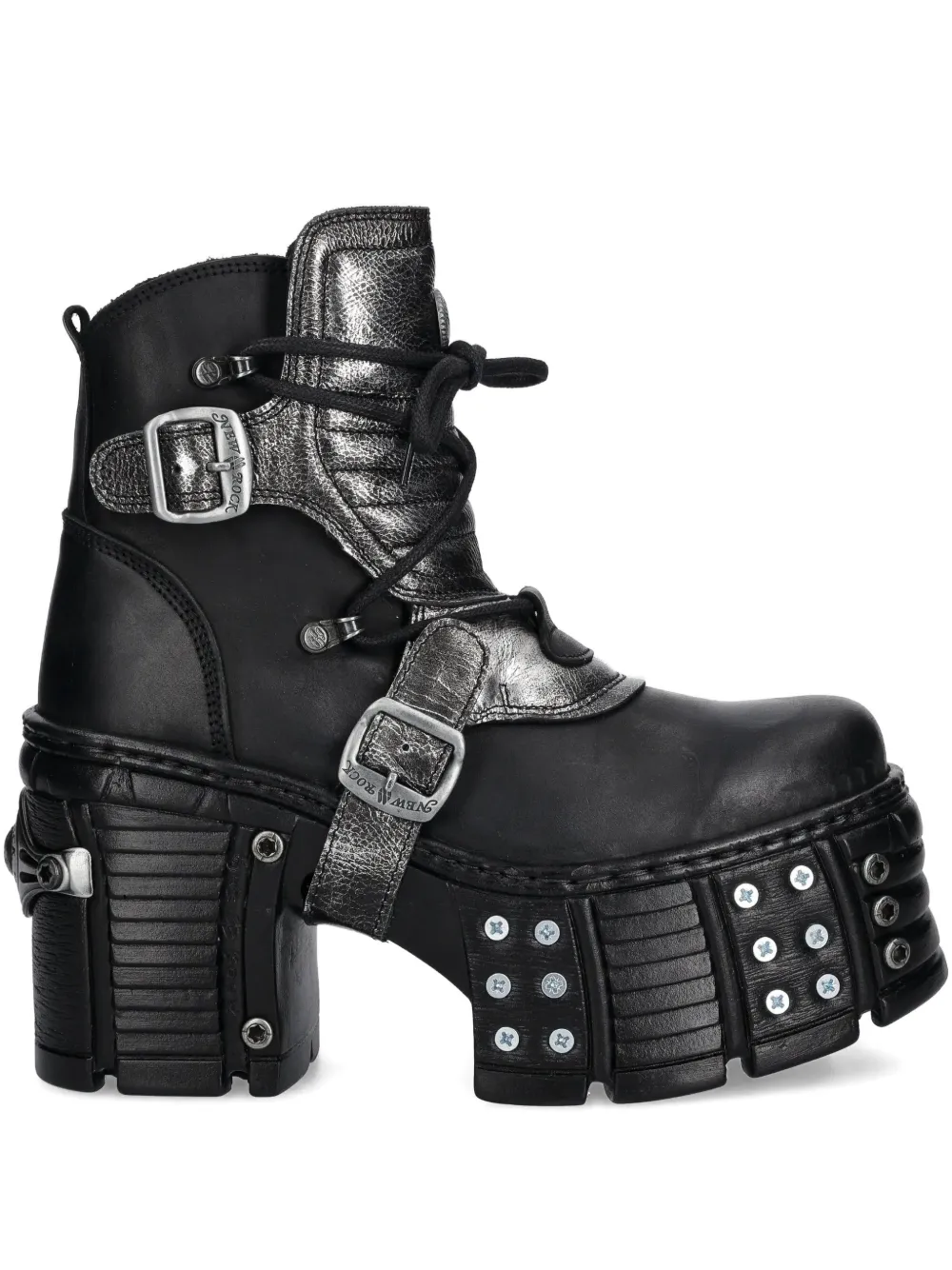 NEW ROCK 120mm buckle platform boots | Black | Image 1