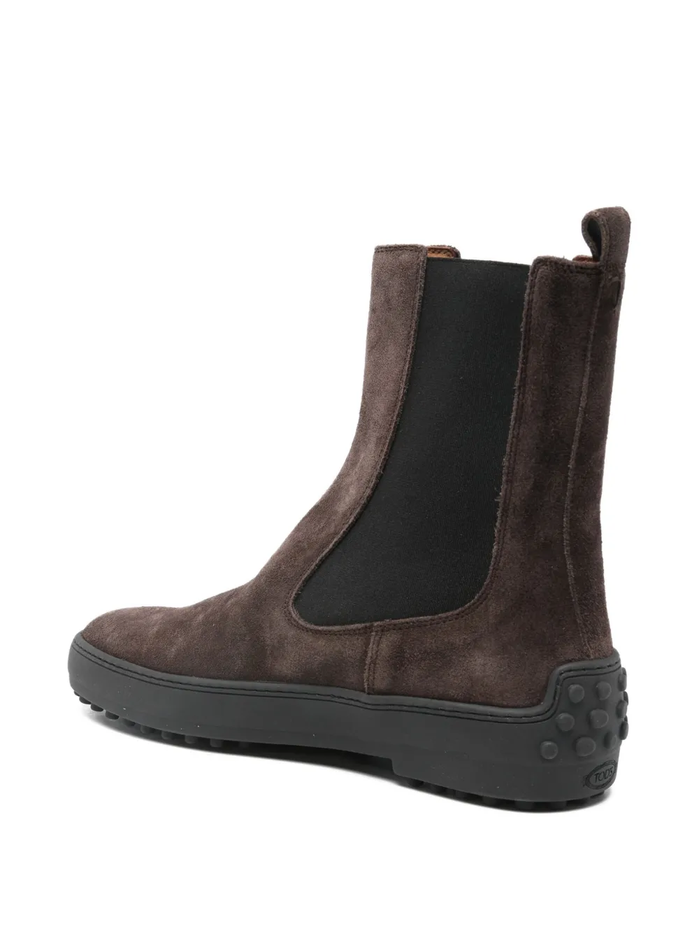 Tod's Suede Ankle Boots Featuring Elastic Panels In Brown