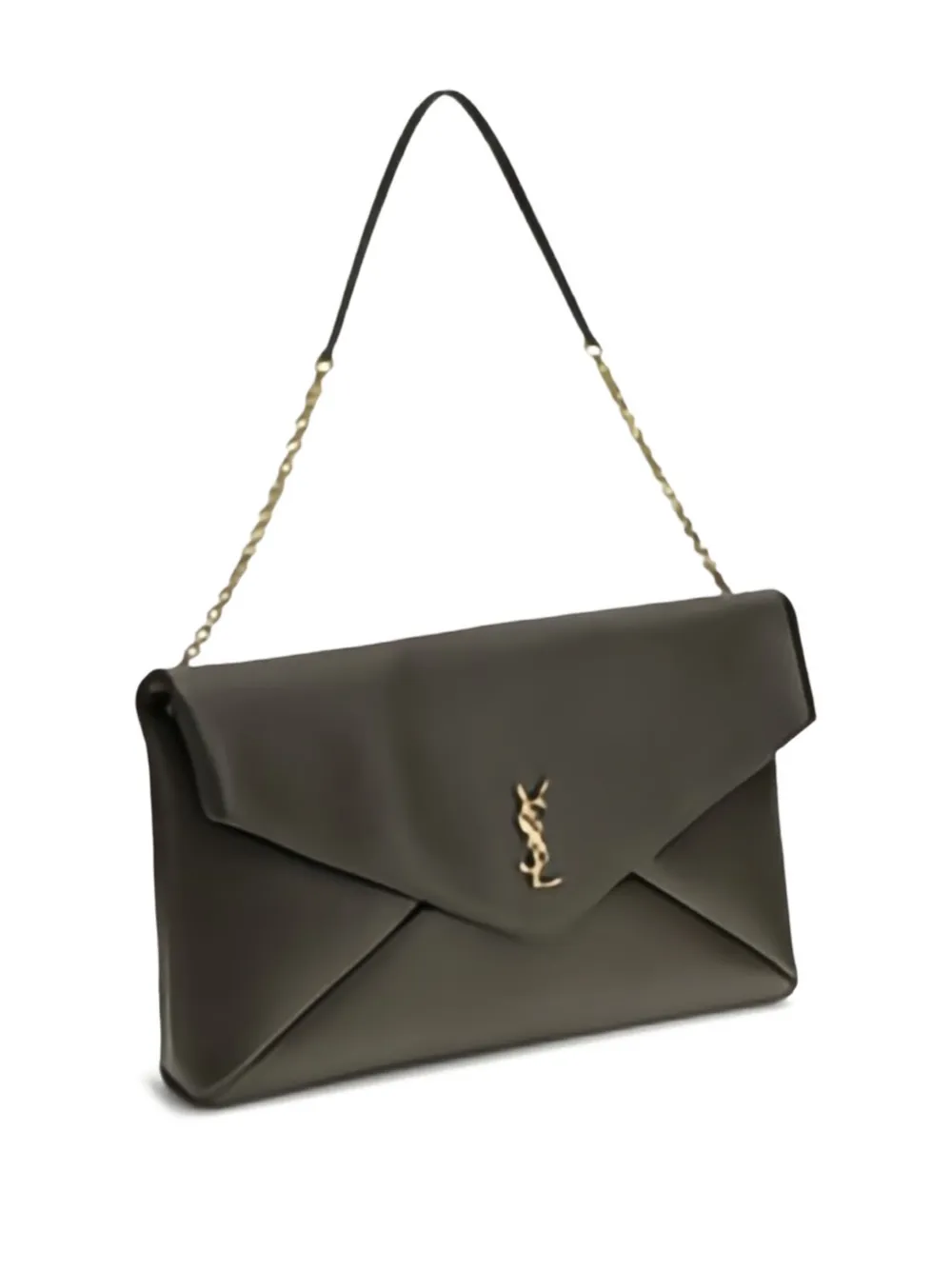 Saint Laurent Cassandre XXL leather clutch - Bruin