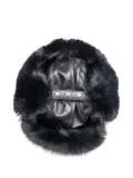 Vaquera leather faux fur-trimmed hat - Black