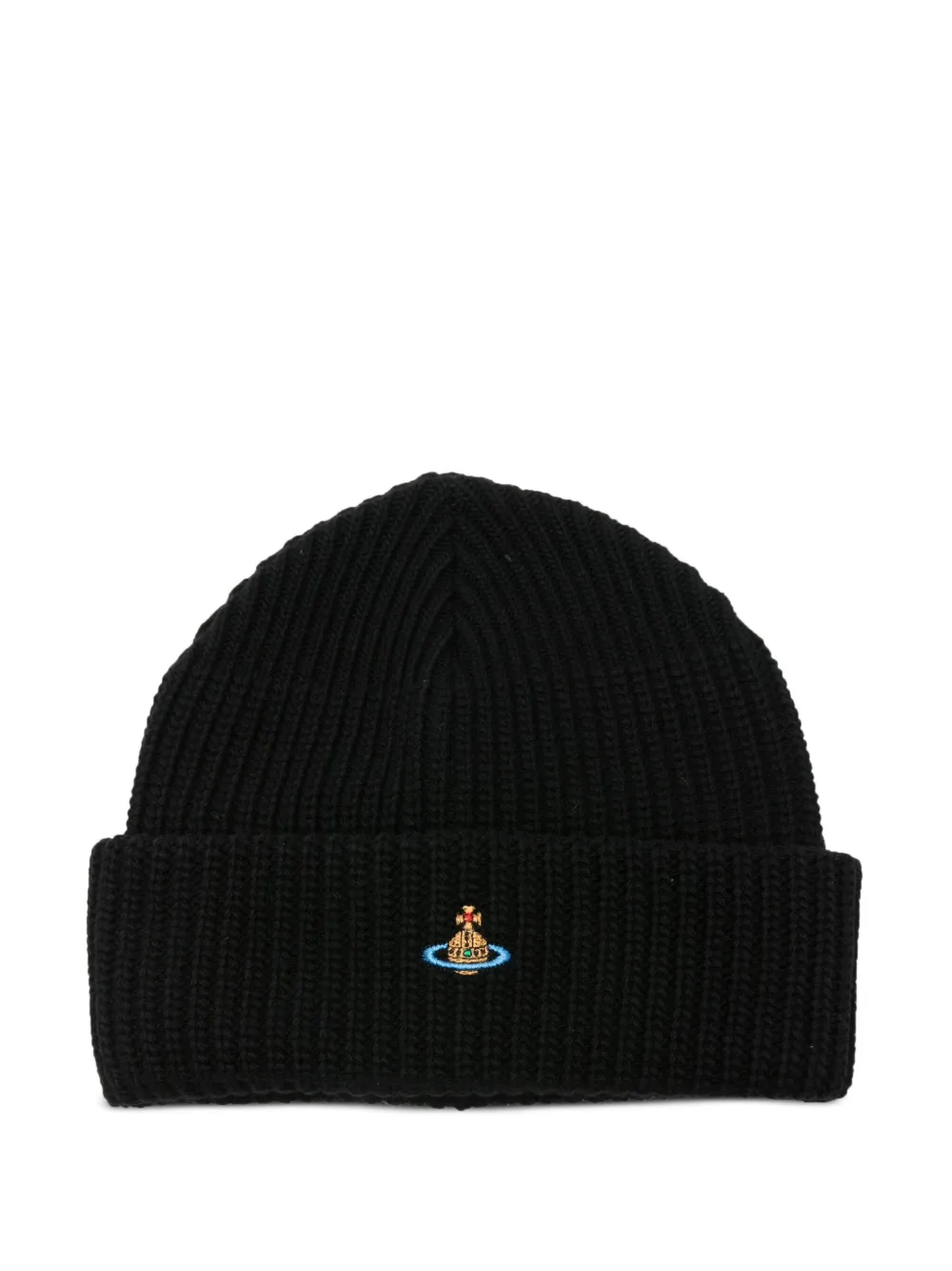 Vivienne Westwood Orb-embroidered Beanie In Black