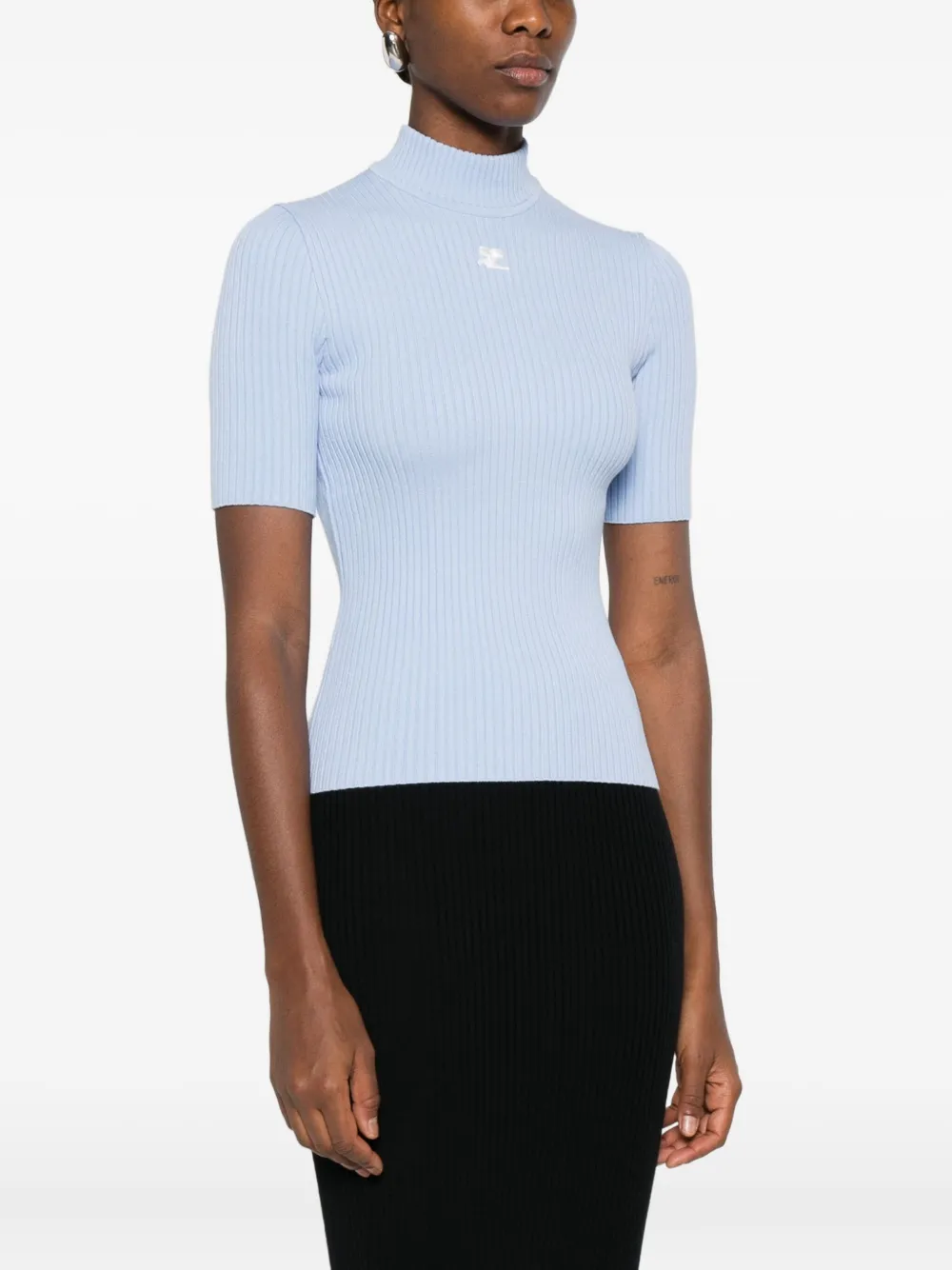 Courrèges Reedition Knit Ss Jumper Clothing In Blue