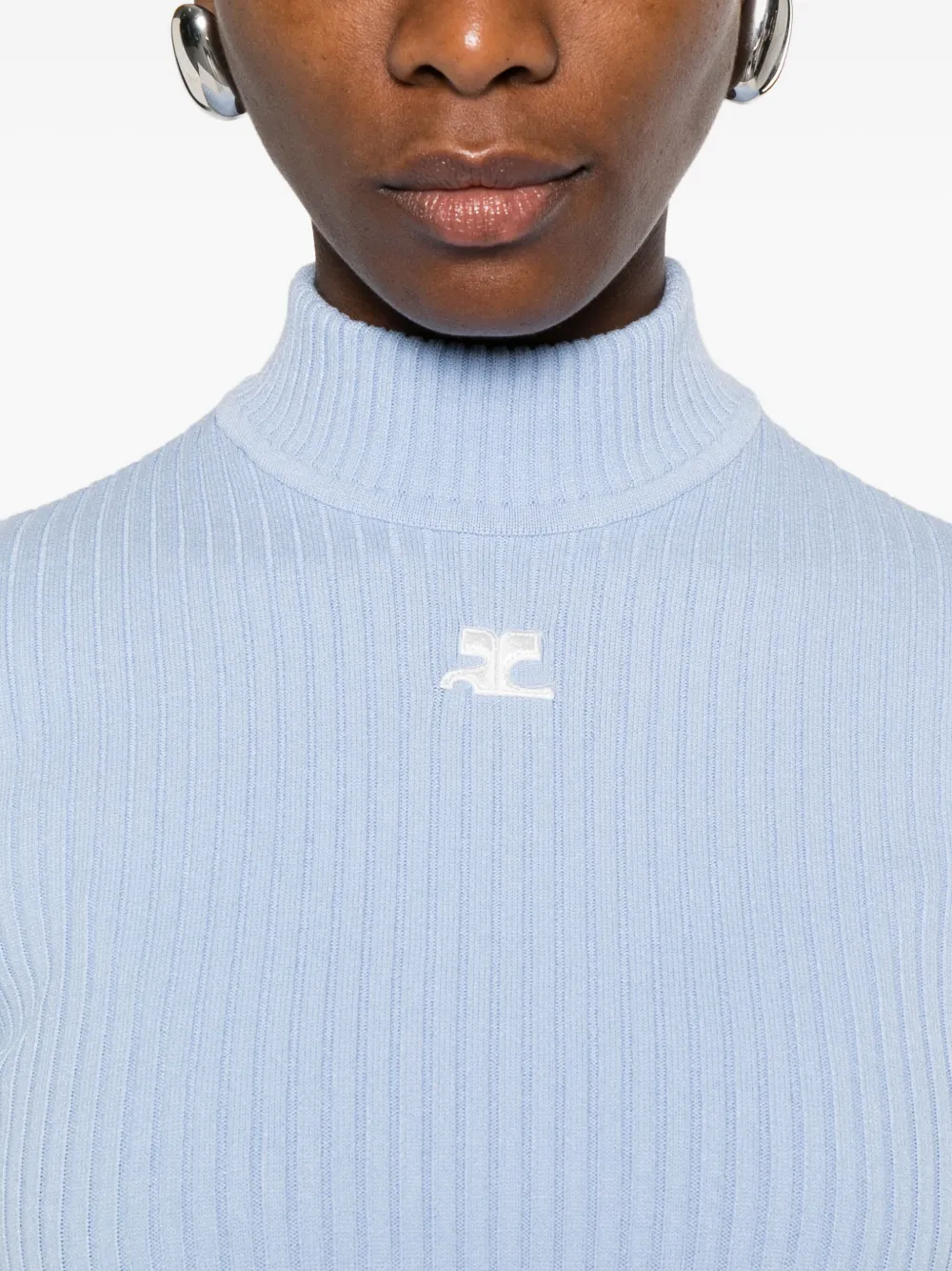 Courrèges Reedition Knit Ss Jumper Clothing In Blue