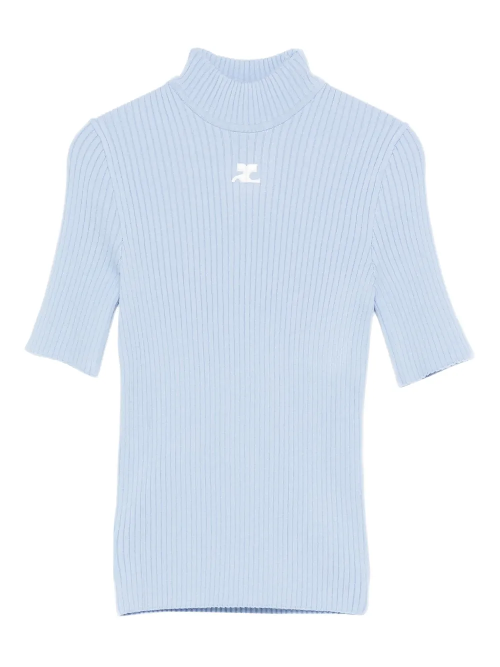 Courrèges ribbed high-neck top | Blue | Image 1
