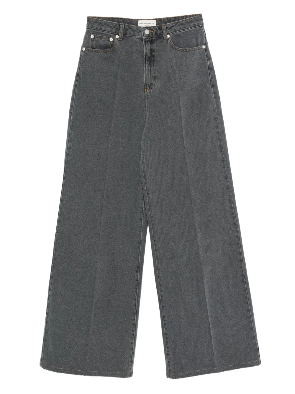 Officine Generale Wide-leg High-waisted Jeans In Gray