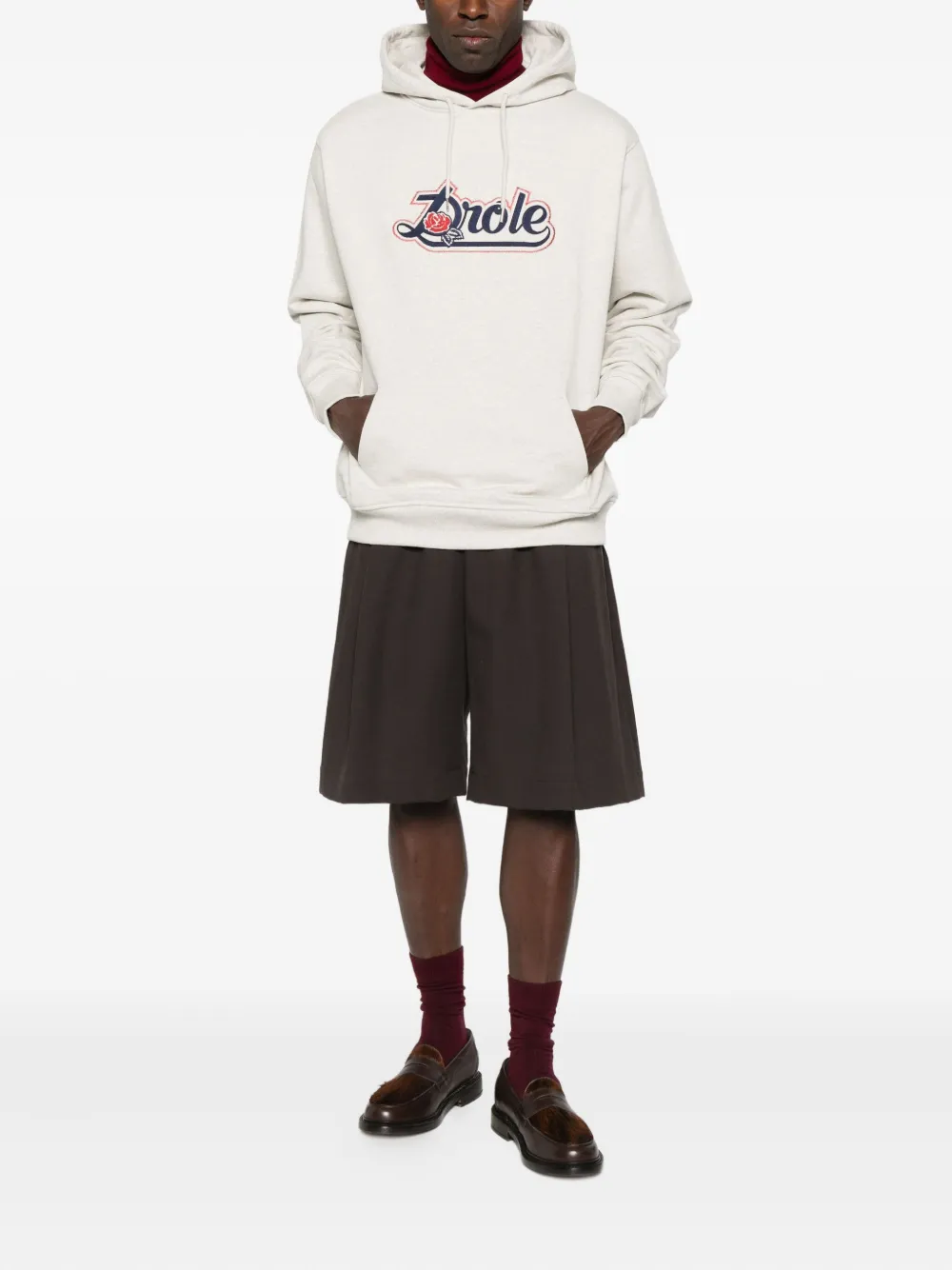 Drôle De Monsieur Rose-embellished Hoodie In Gray