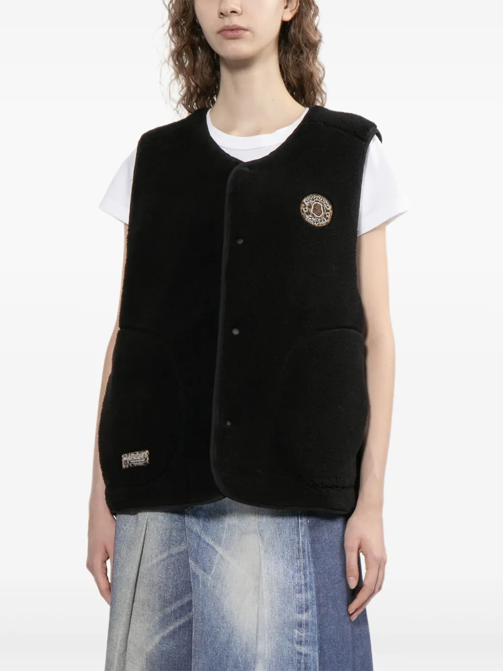 FINGERCROXX Bodywarmer met geborduurd logo Zwart