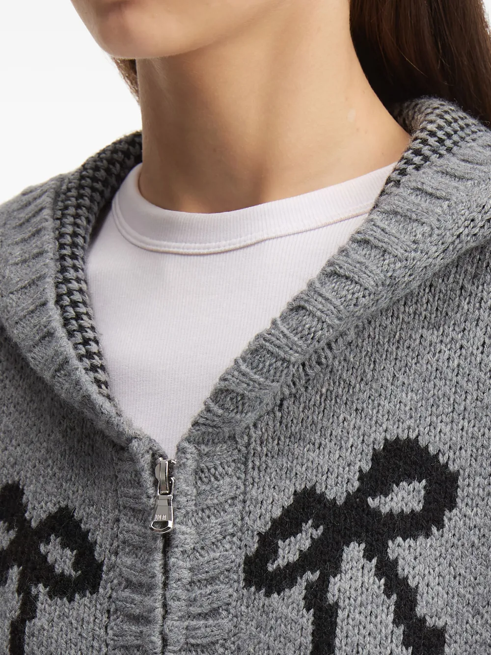 Tout A Coup Zip-up Hooded Cardigan In Gray