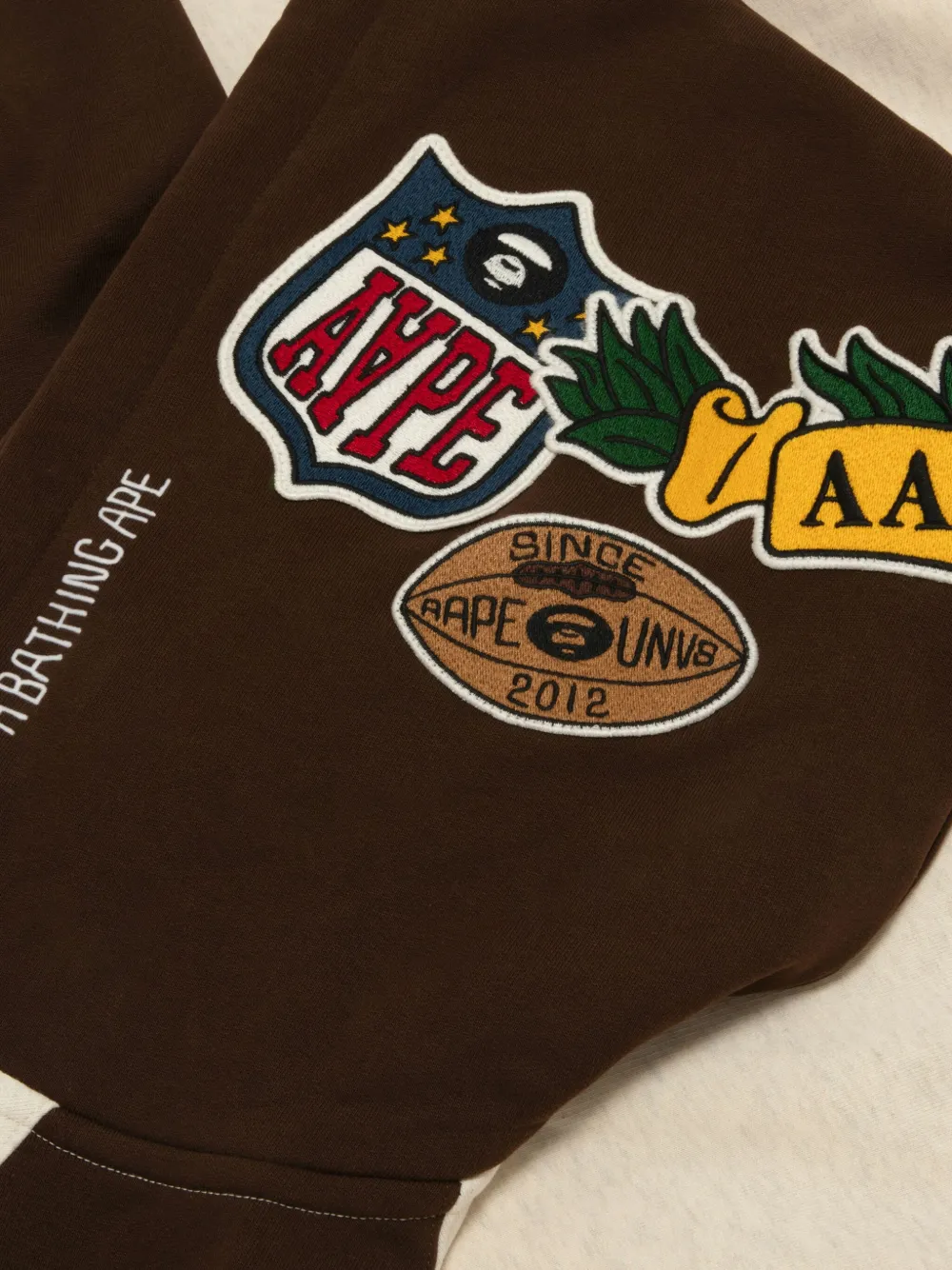 Aape By A Bathing Ape Varsity-patch Zip-up Hoodie In Neutral
